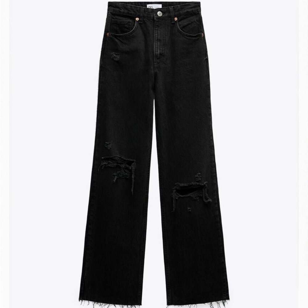 Zara Ripped Wide Leg Jeans